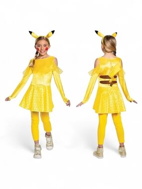 Disguise Yellow Pikachu-Inspired Girls Costume Set with Ear Headband